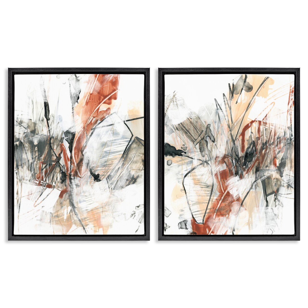 Stupell Industries Chaotic Scribbles Abstracts 2pc Floater Framed Canvas Wall Art Set Design by June Erica Vess